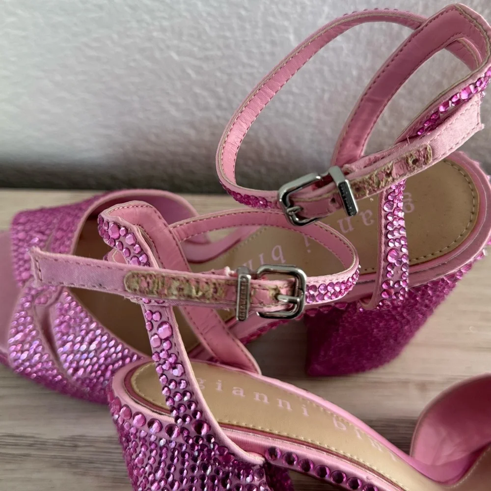 Glamorous Pink Rhinestone Platform Heels. Size 8